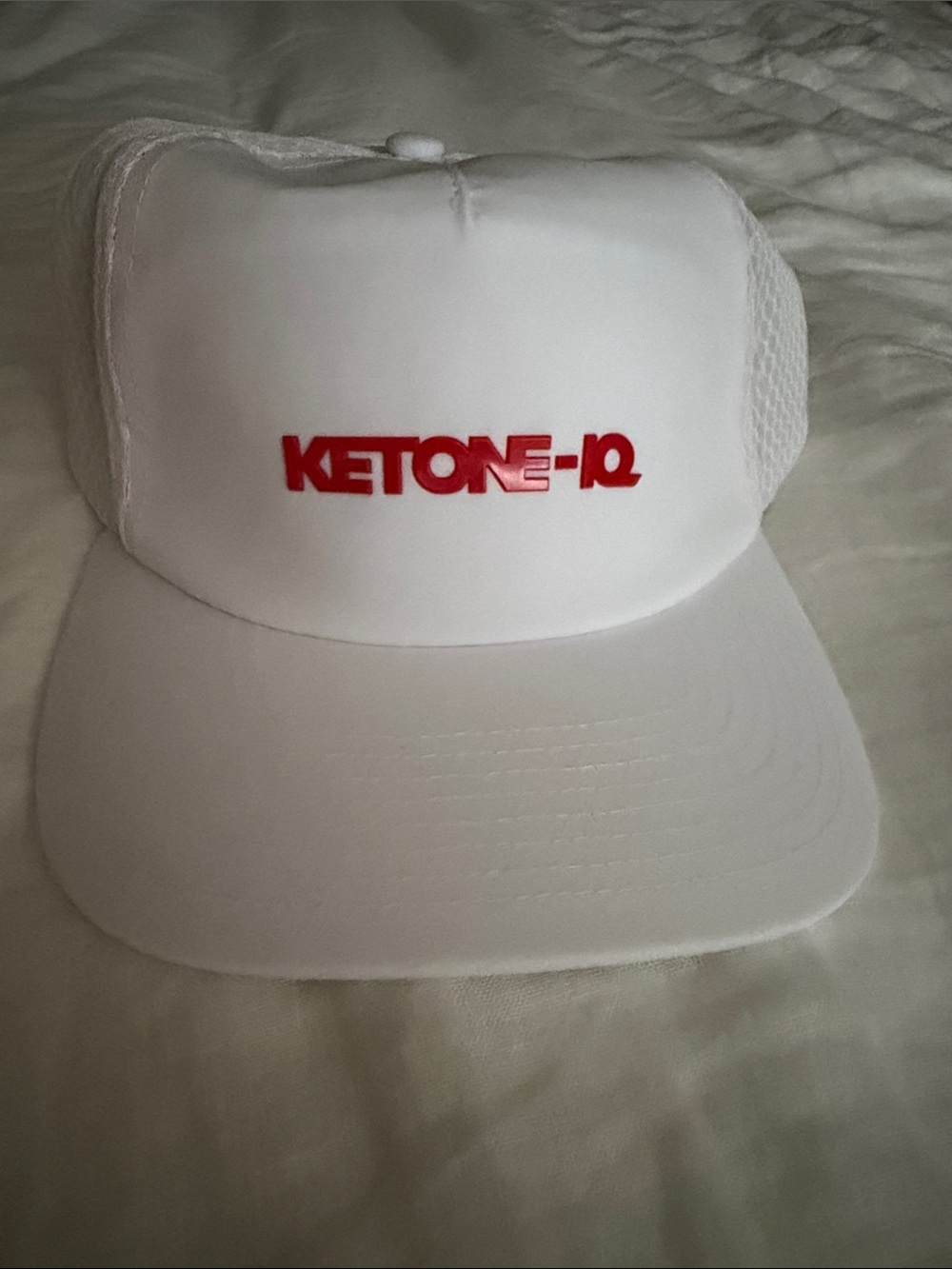 White Headwear Cap with Red Logo Ketone IQ
